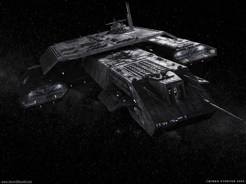 futuristic spaceship in space