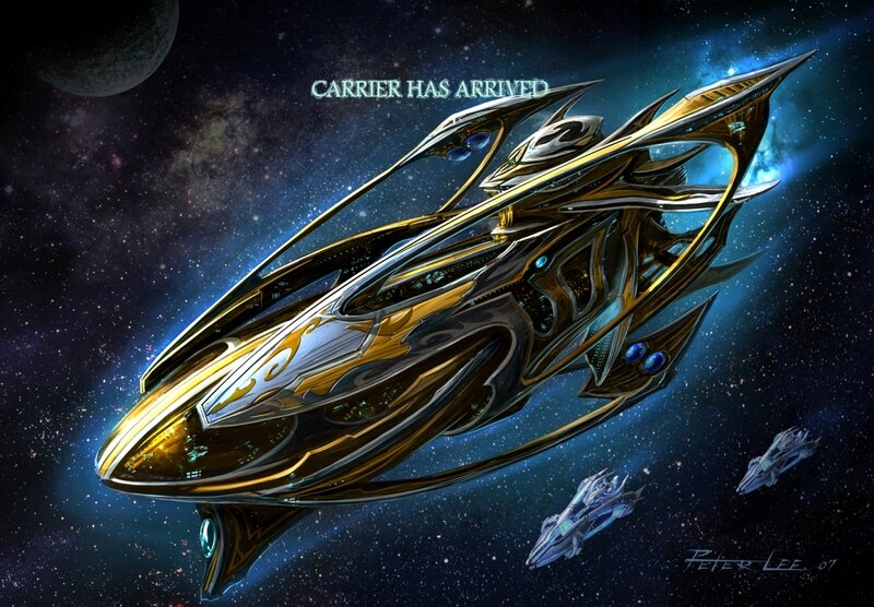Futuristic spaceship in space