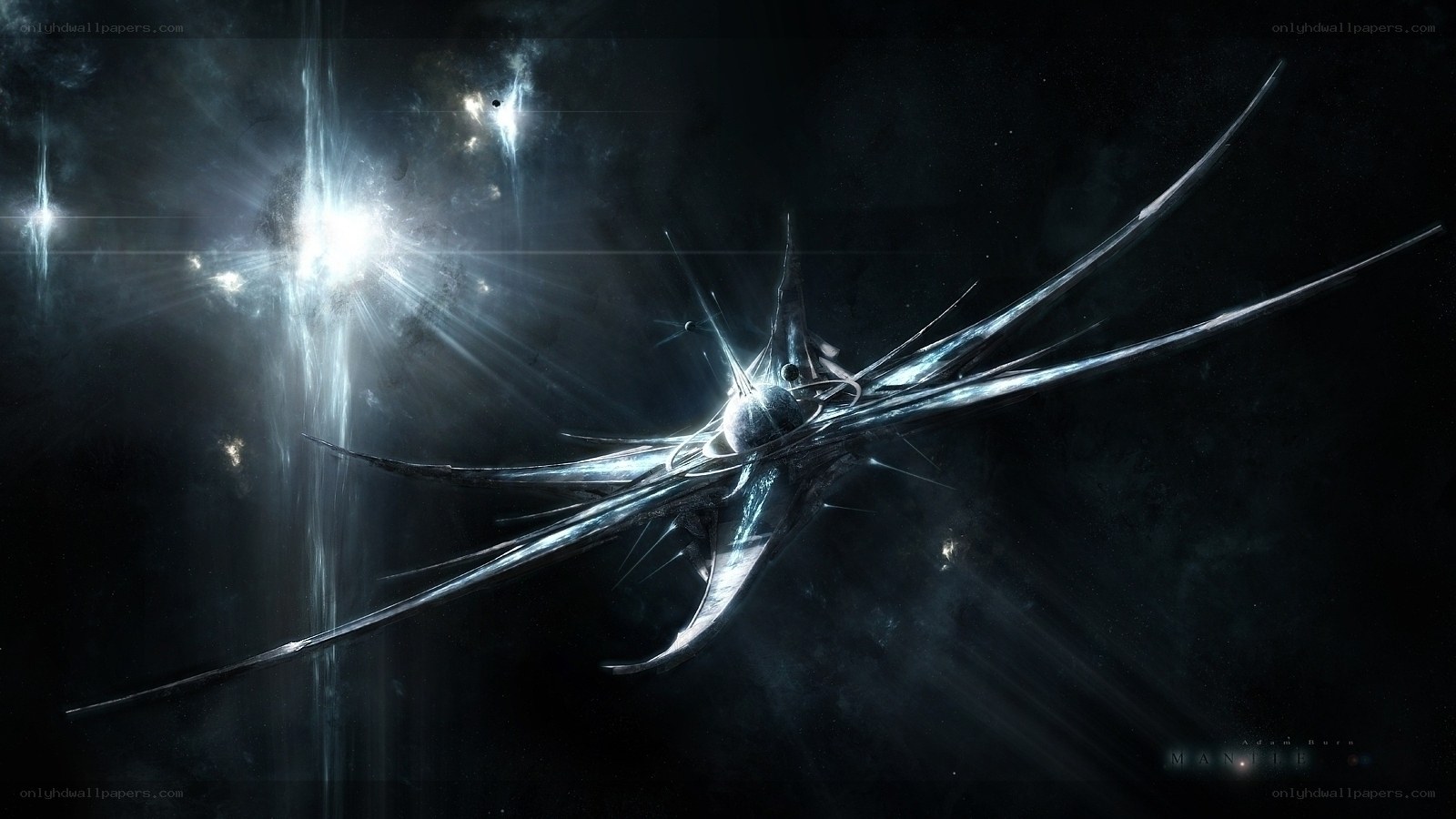 futuristic spaceship in space