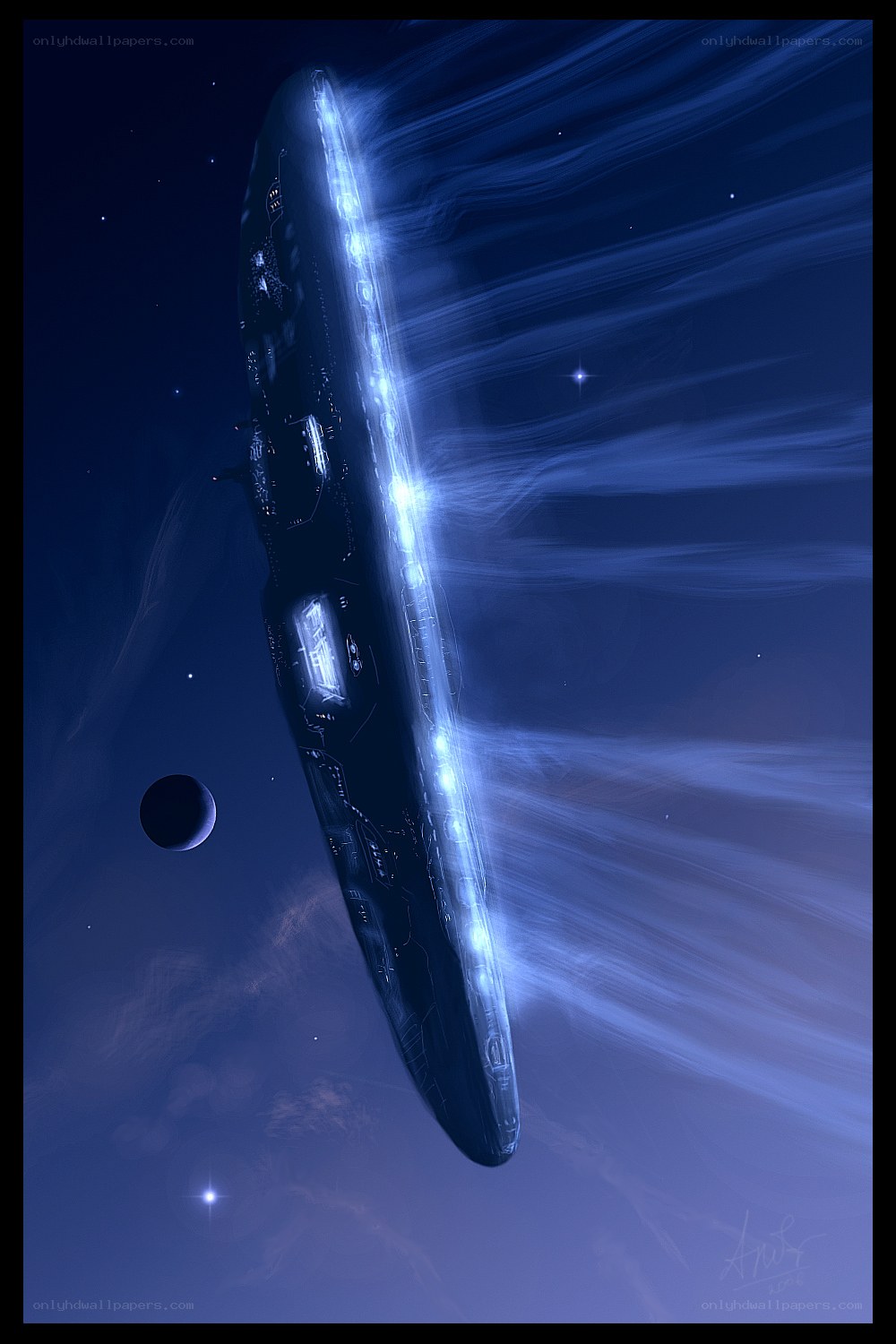 futuristic spaceship in space