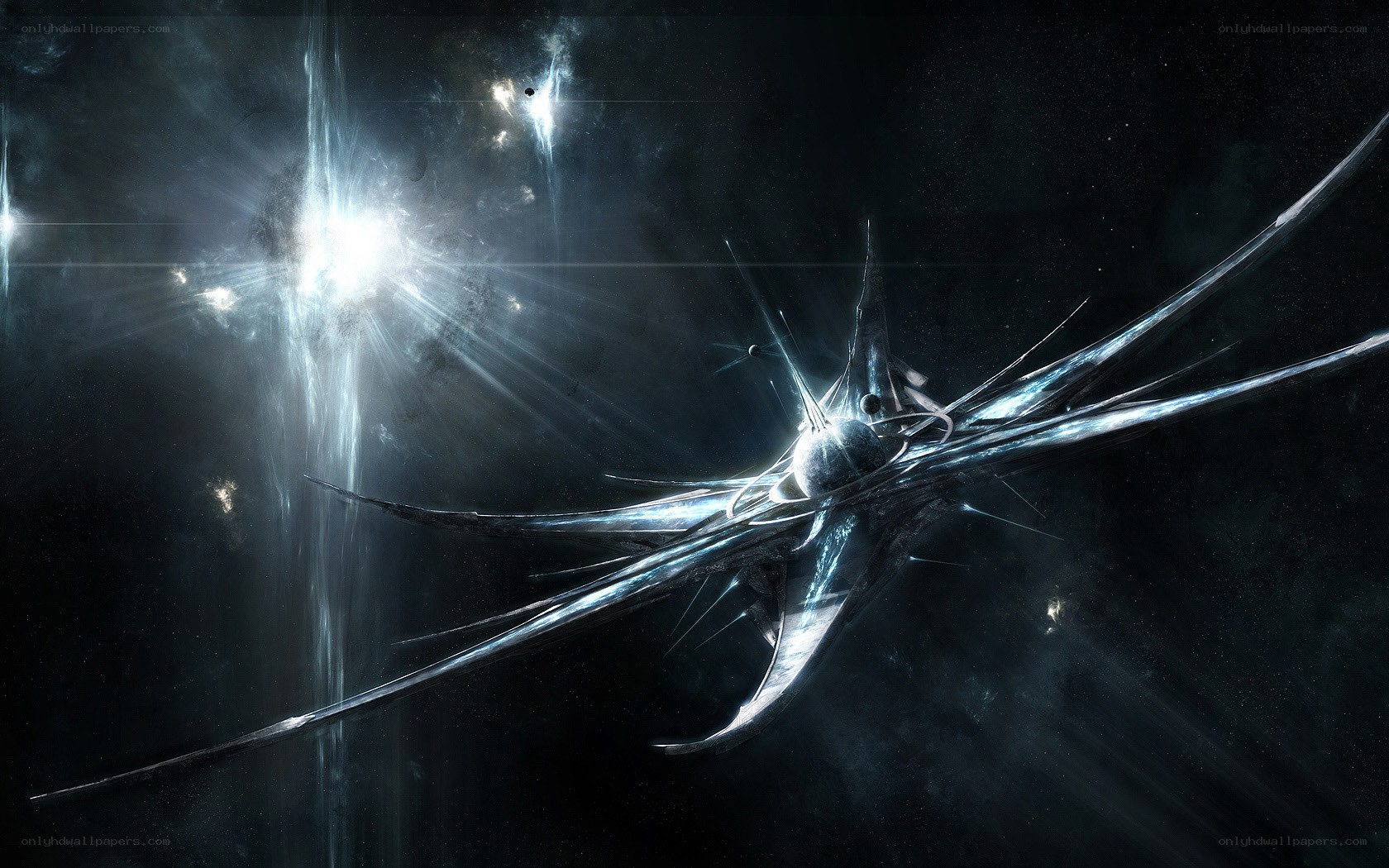 Futuristic spaceship in space