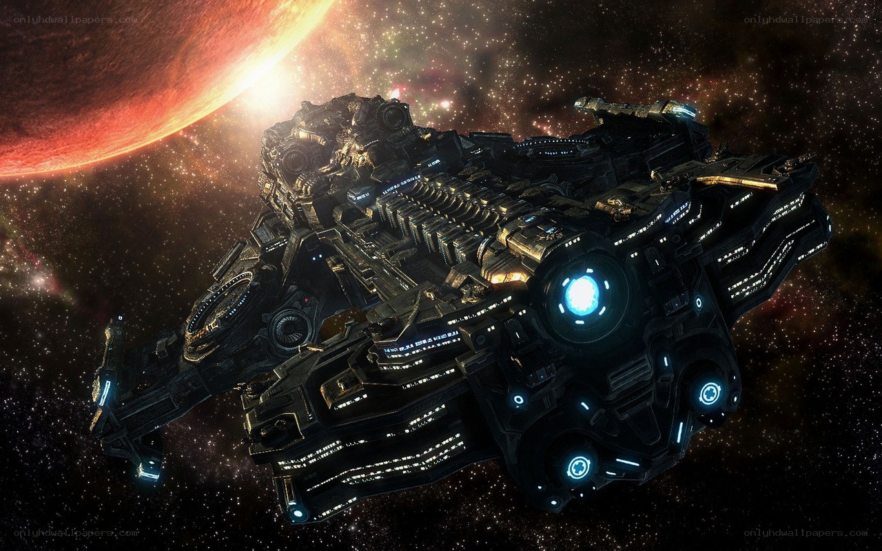 Futuristic spaceship in space