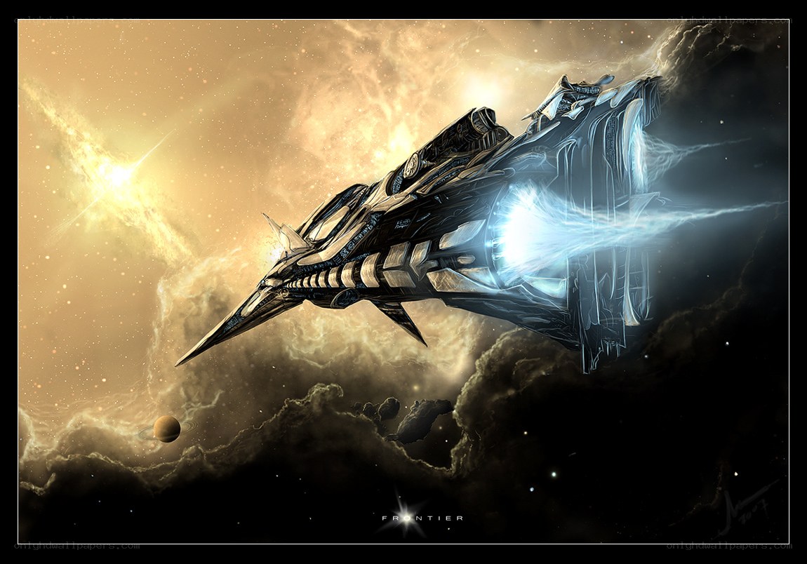Futuristic spaceship in space