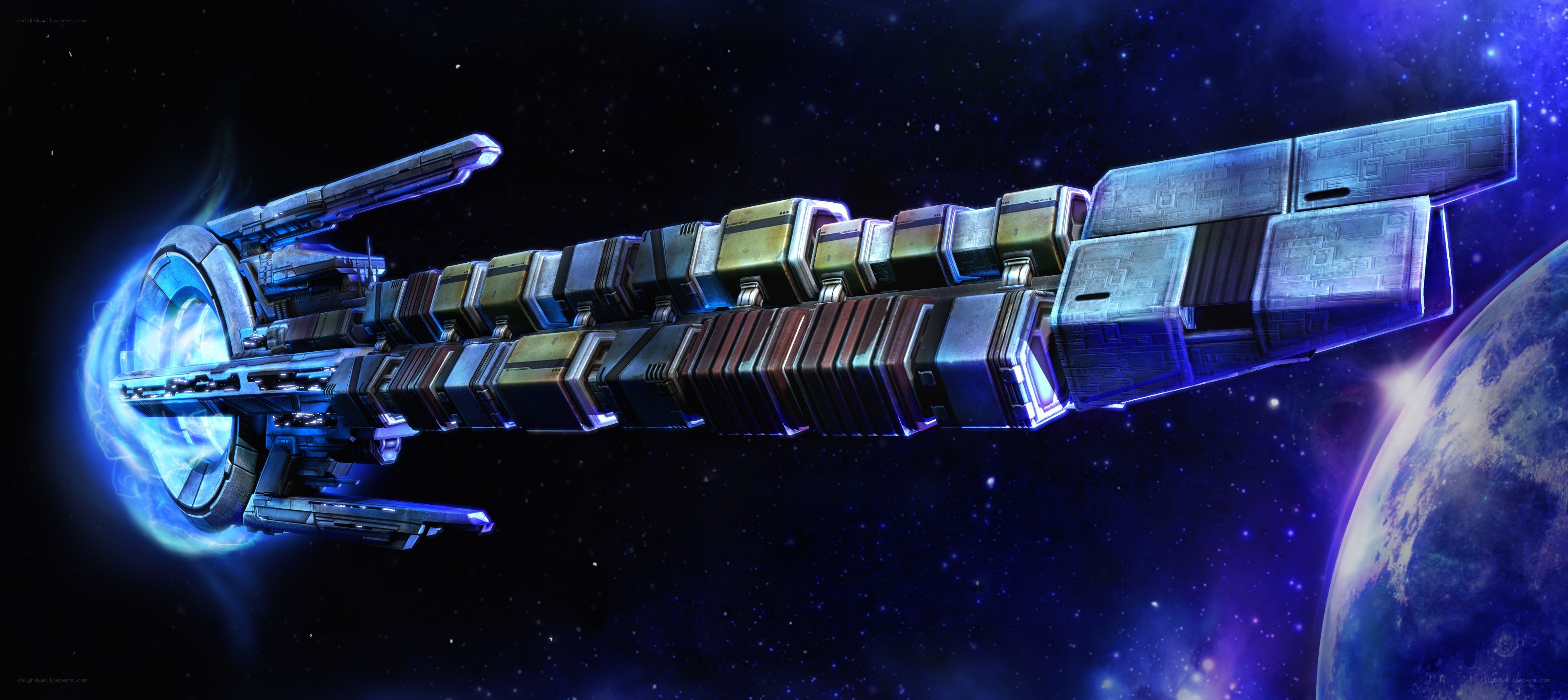 futuristic spaceship in space