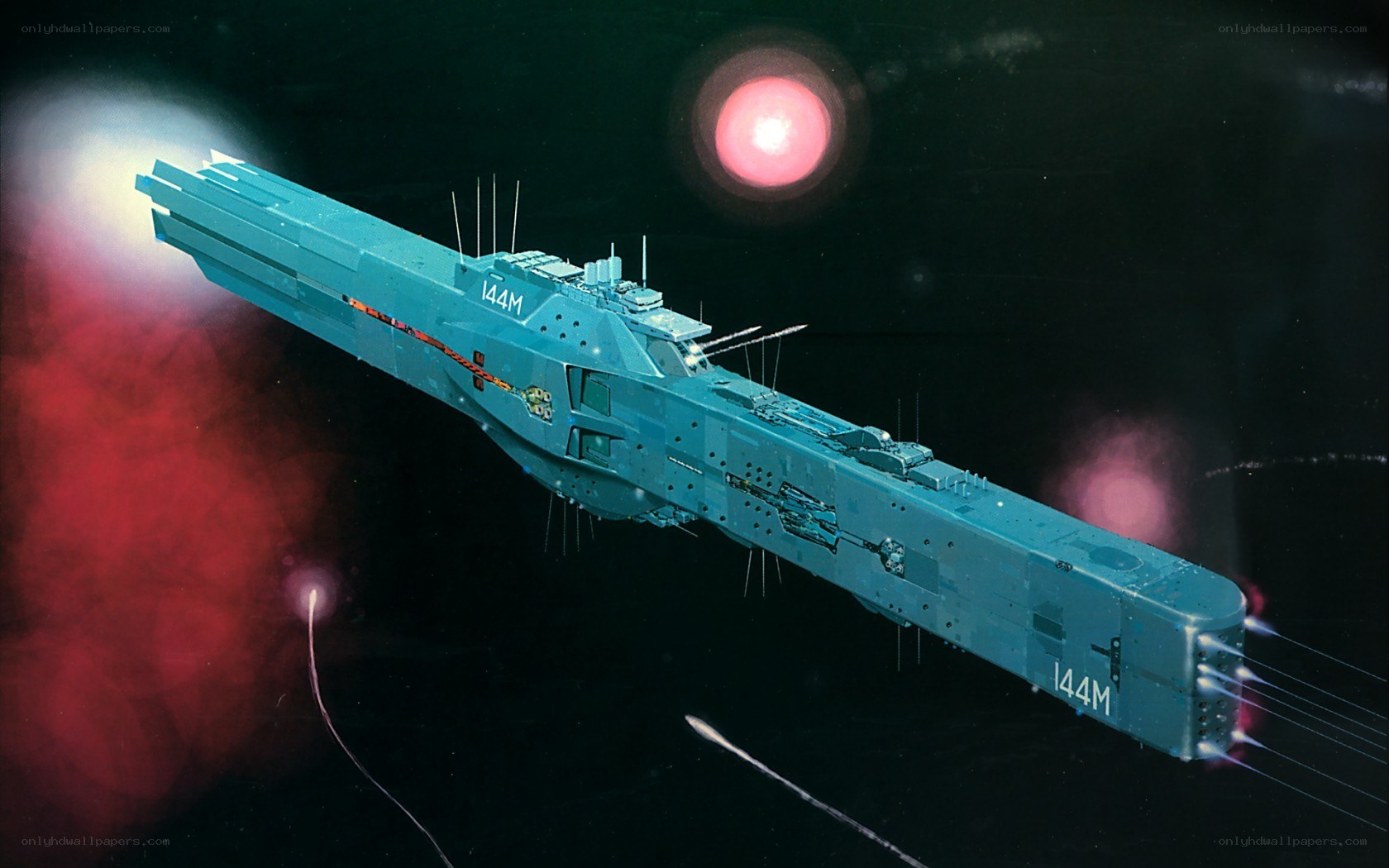 Futuristic spaceship in space