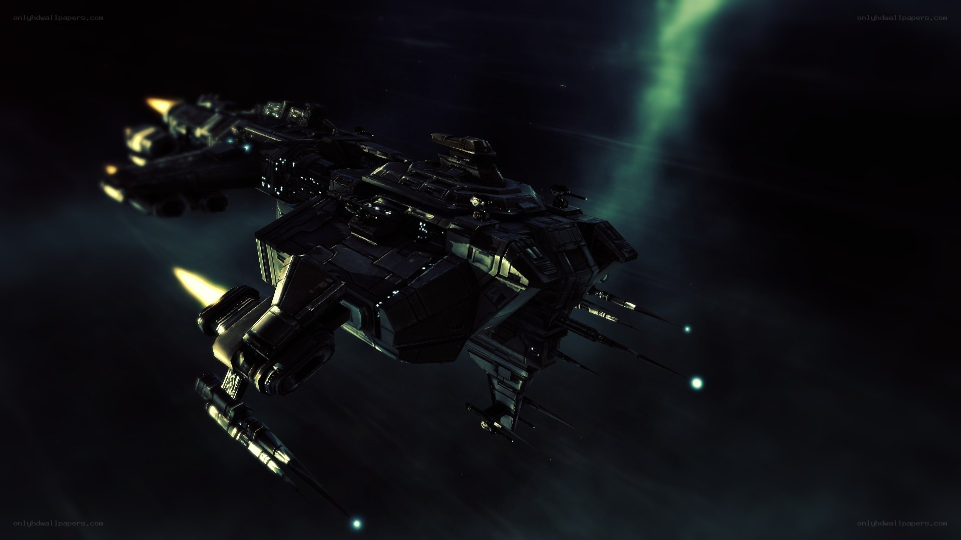 futuristic spaceship in space