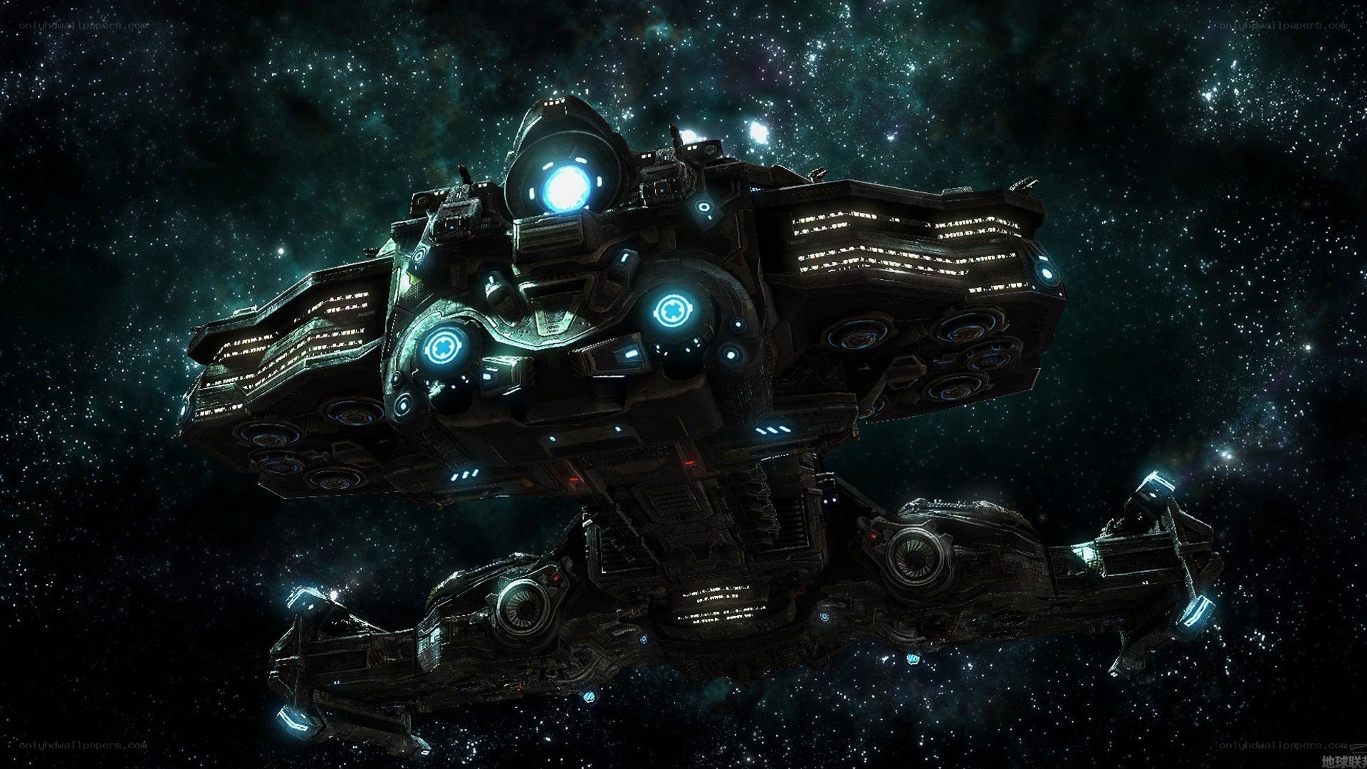 futuristic spaceship in space