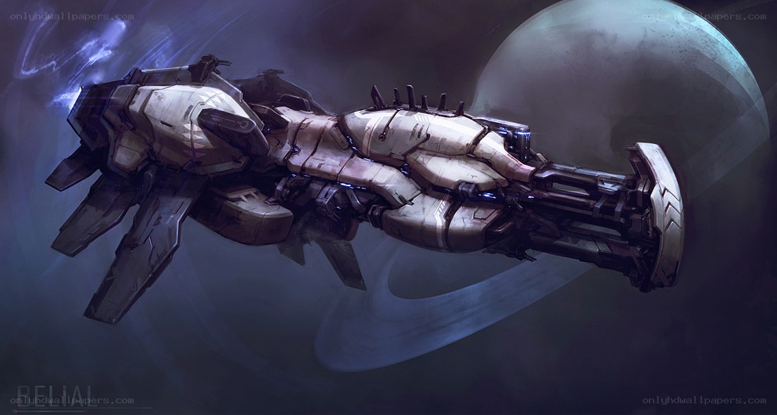 Futuristic spaceship in space