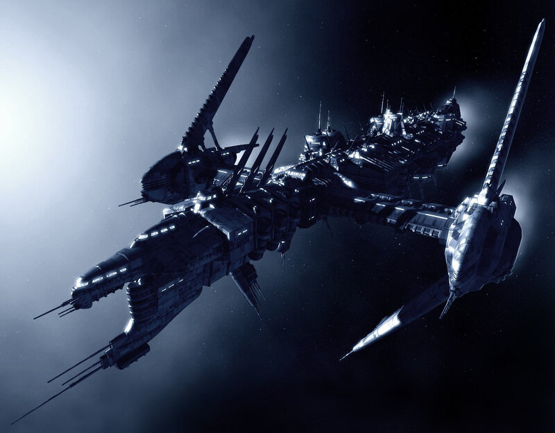 futuristic spaceship in space