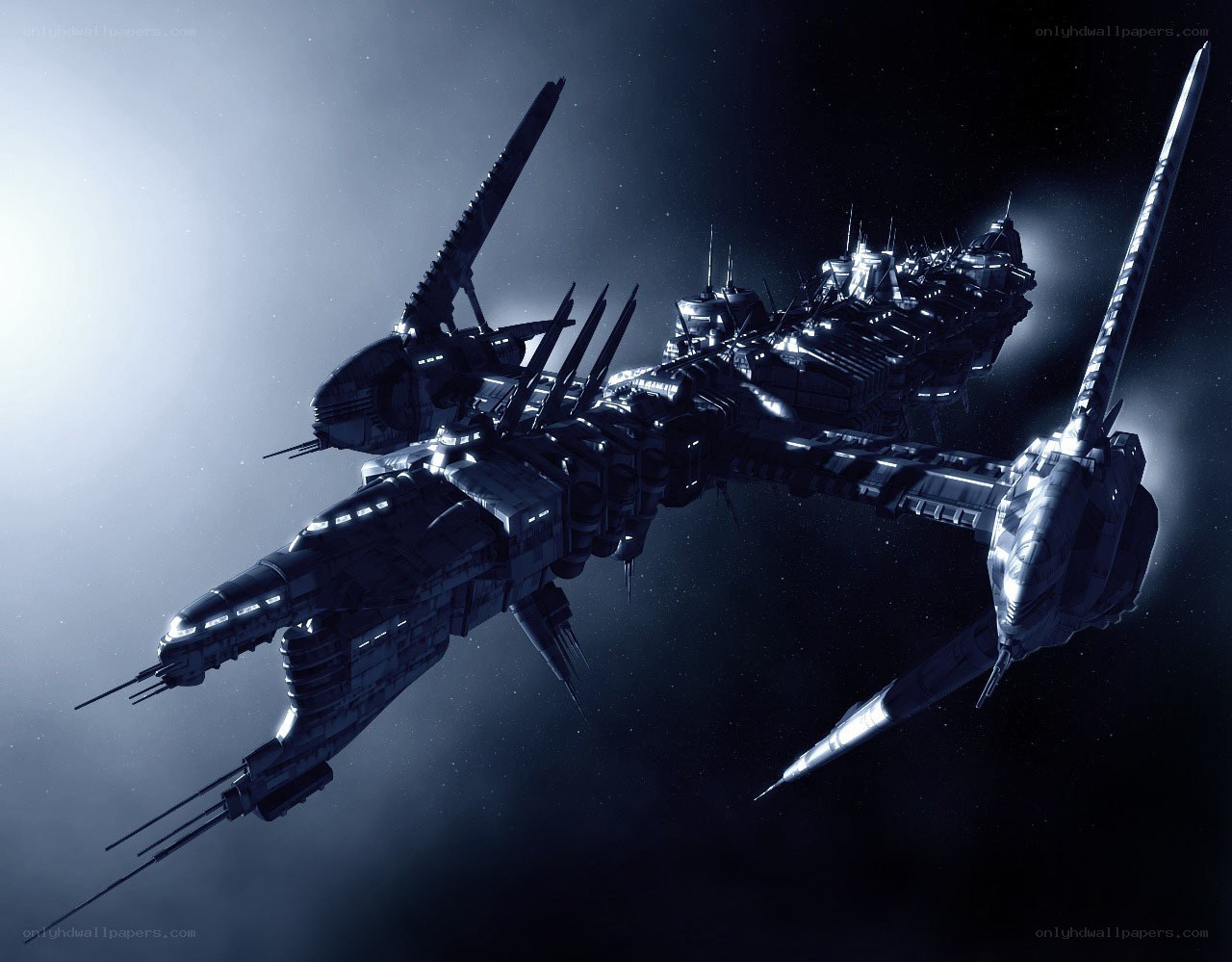 futuristic spaceship in space