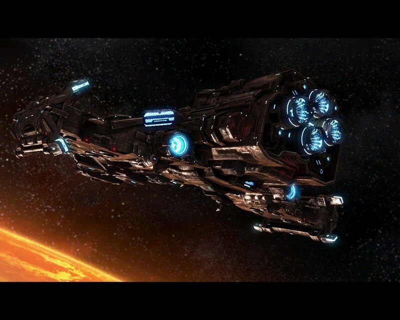 futuristic spaceship in space