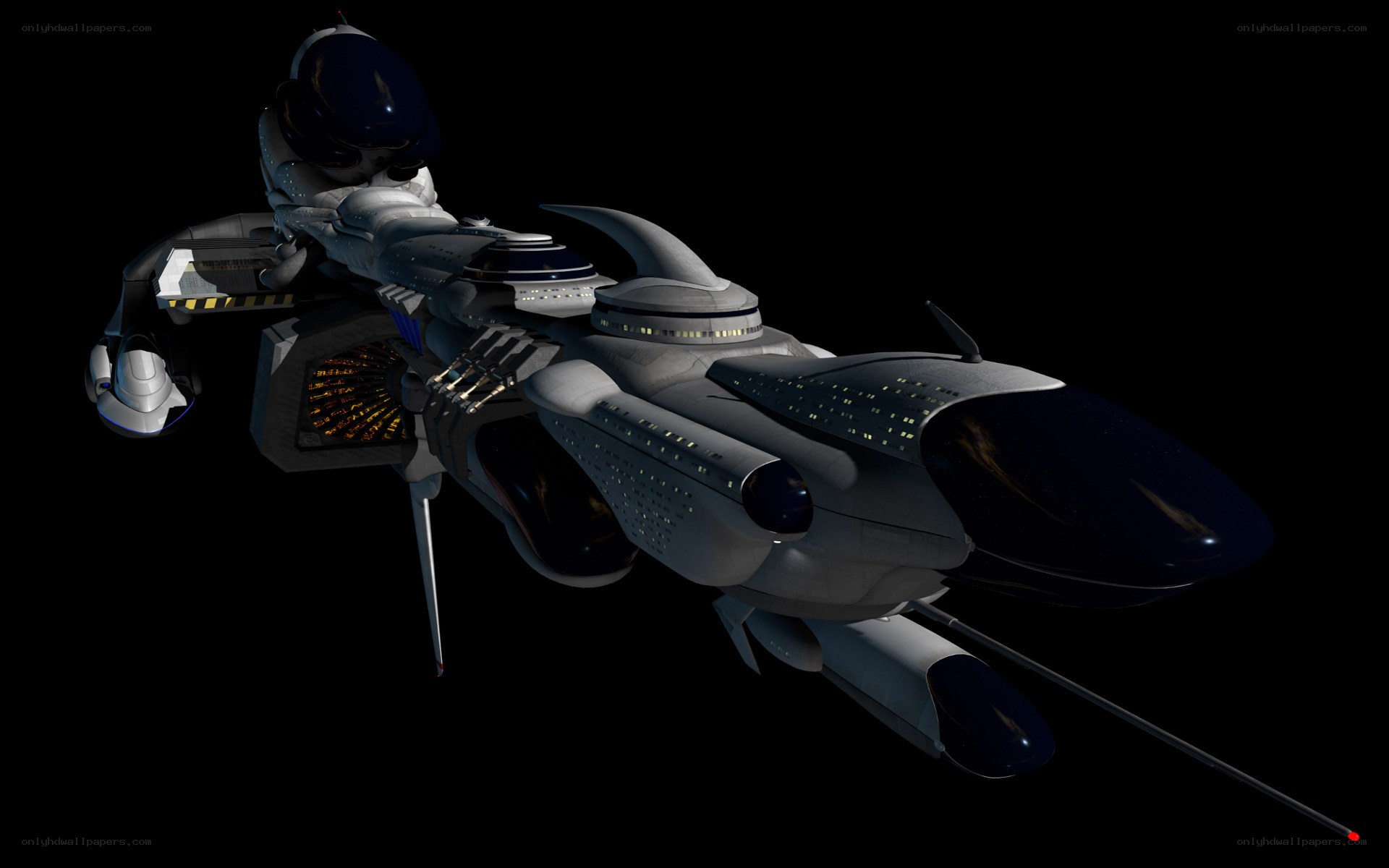 futuristic spaceship in space