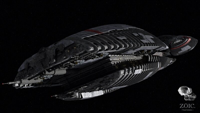 futuristic spaceship in space