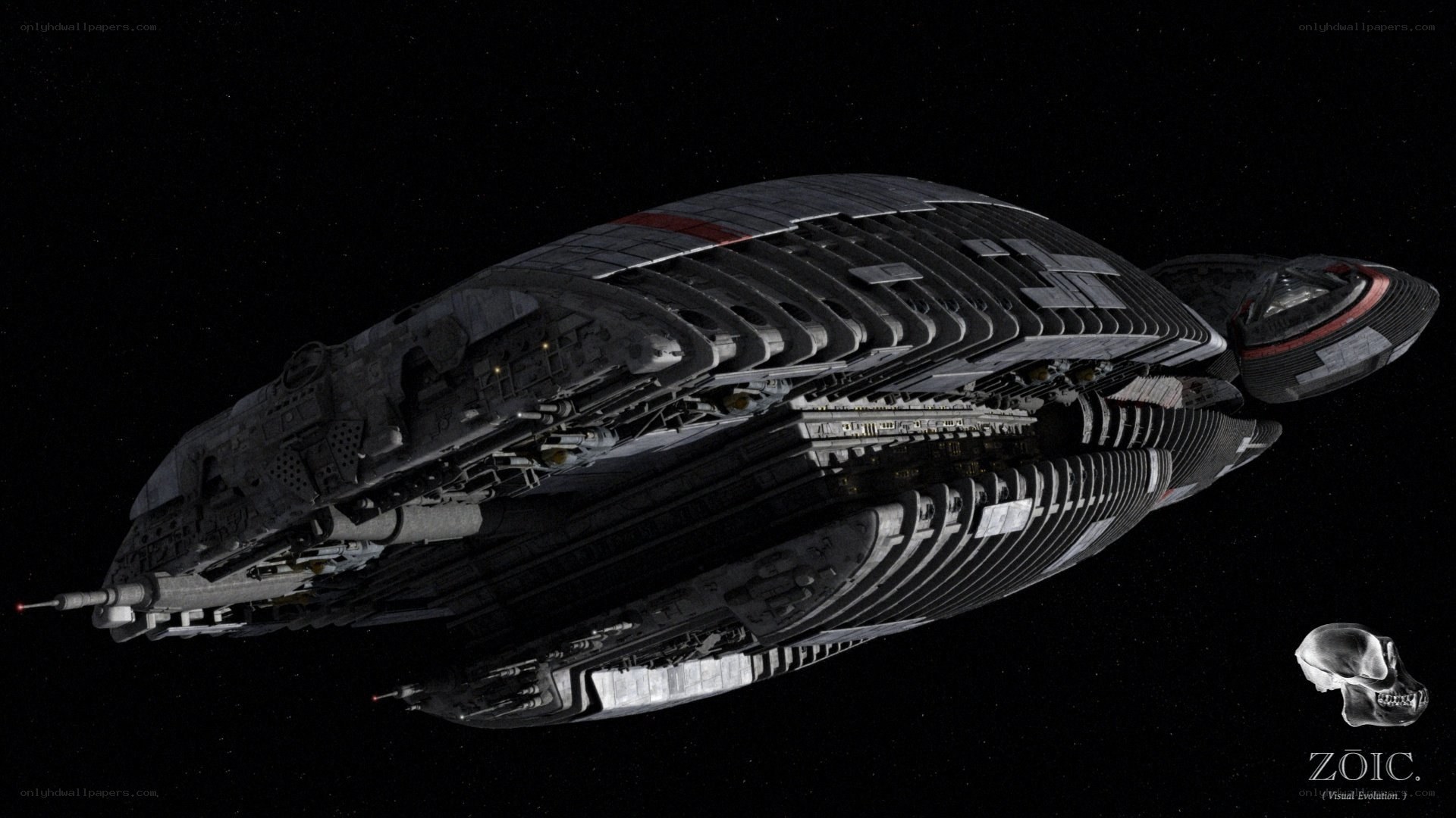 futuristic spaceship in space
