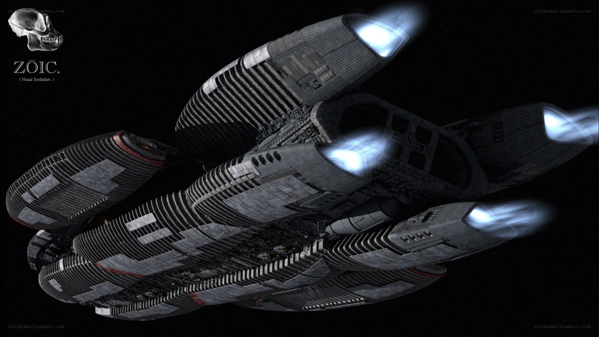 futuristic spaceship in space