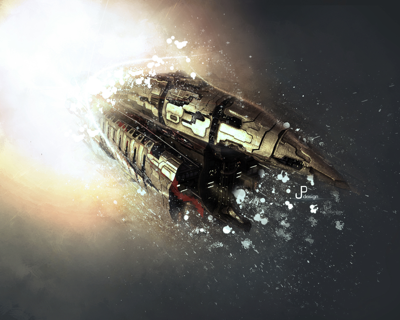 futuristic spaceship in space