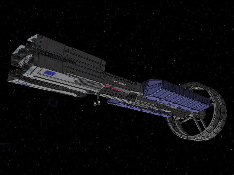 futuristic spaceship in space