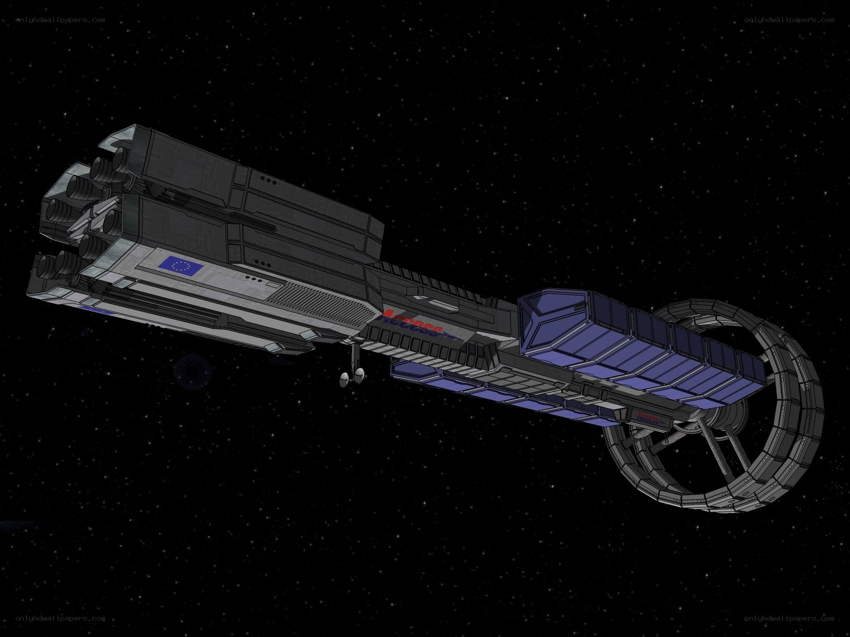 futuristic spaceship in space