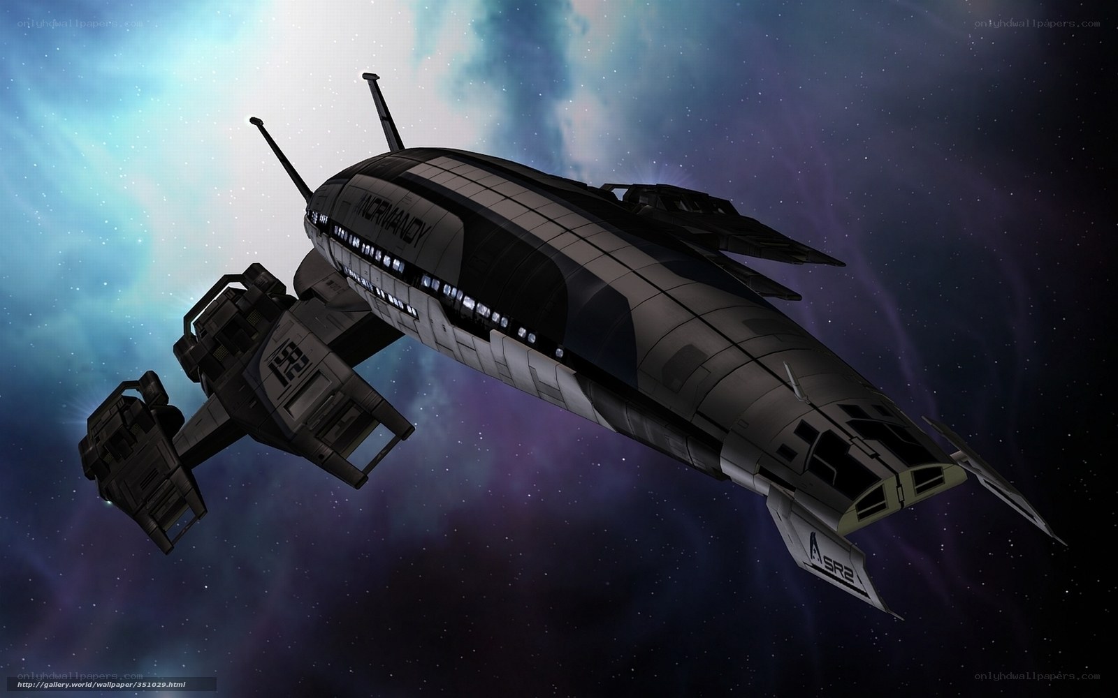 futuristic spaceship in space
