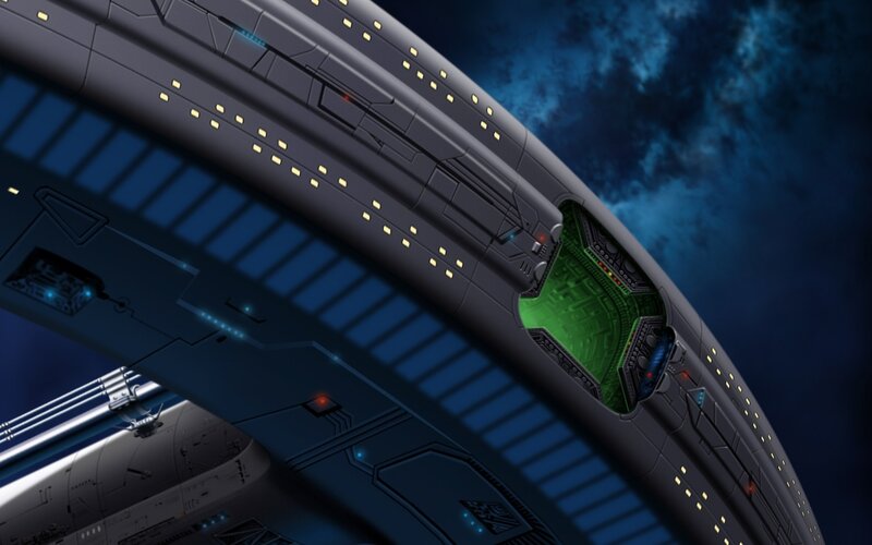 futuristic spaceship in space