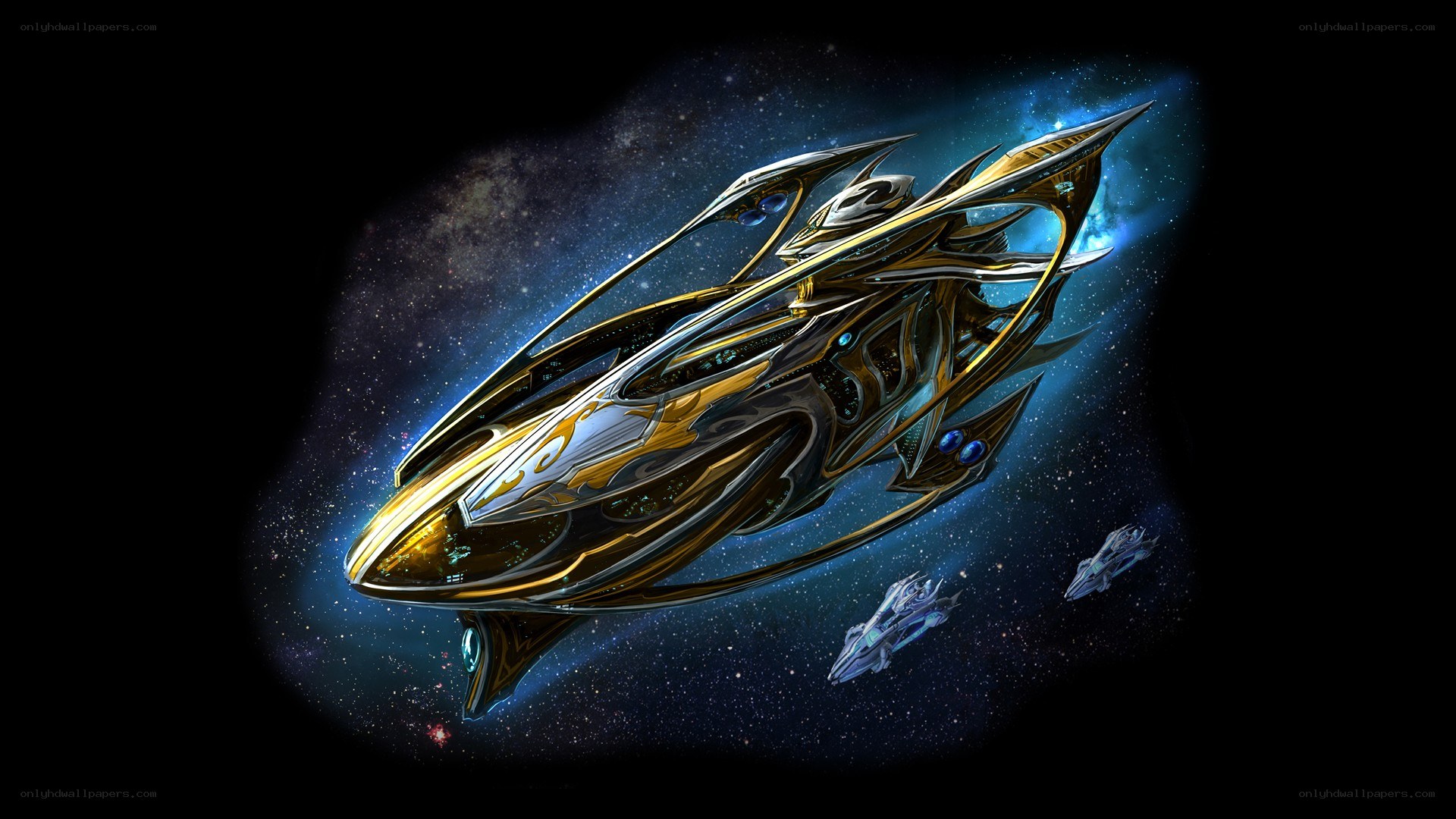 futuristic spaceship in space