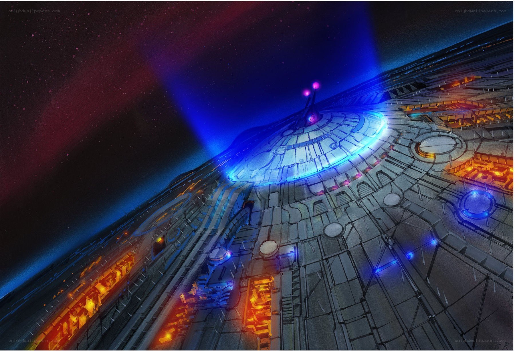 futuristic spaceship in space
