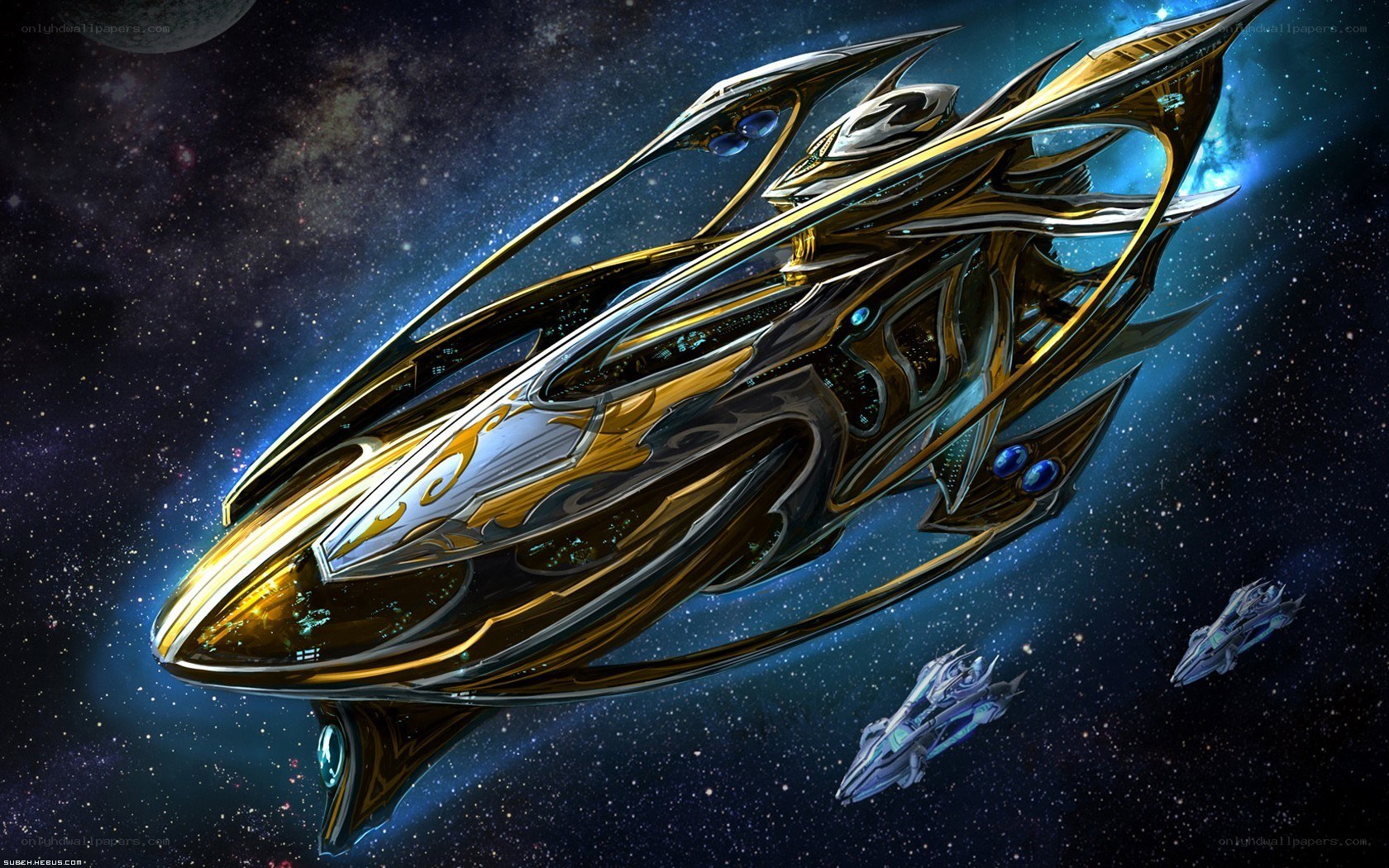 futuristic spaceship in space