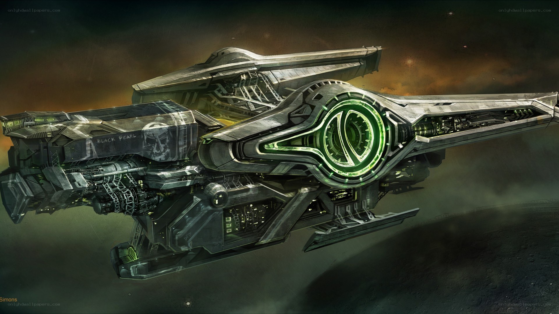futuristic spaceship in space
