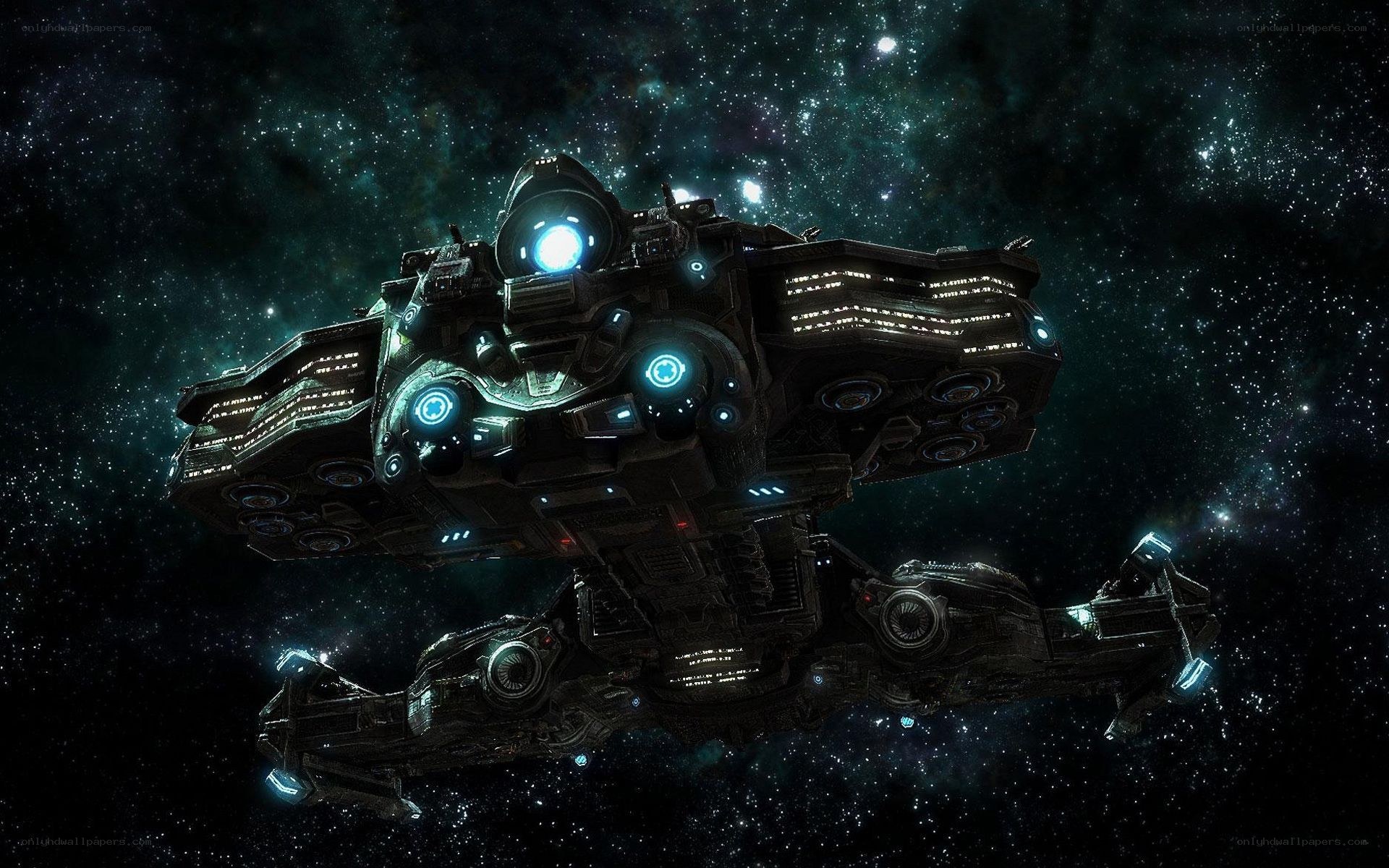 futuristic spaceship in space
