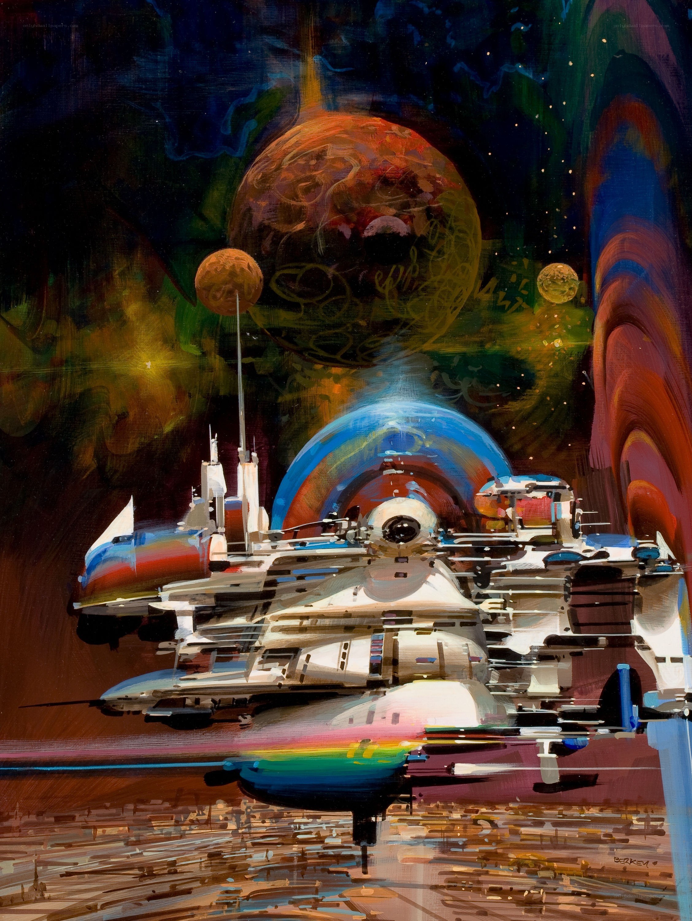 Futuristic spaceship in space
