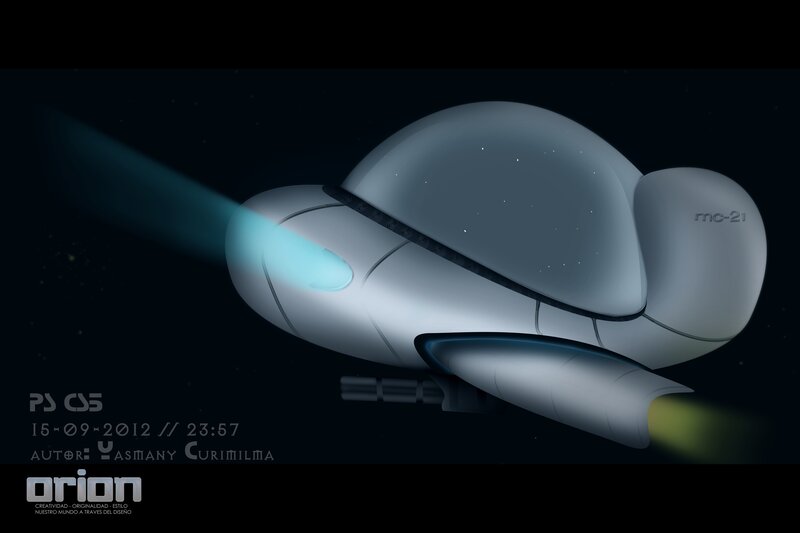 Futuristic spaceship in space
