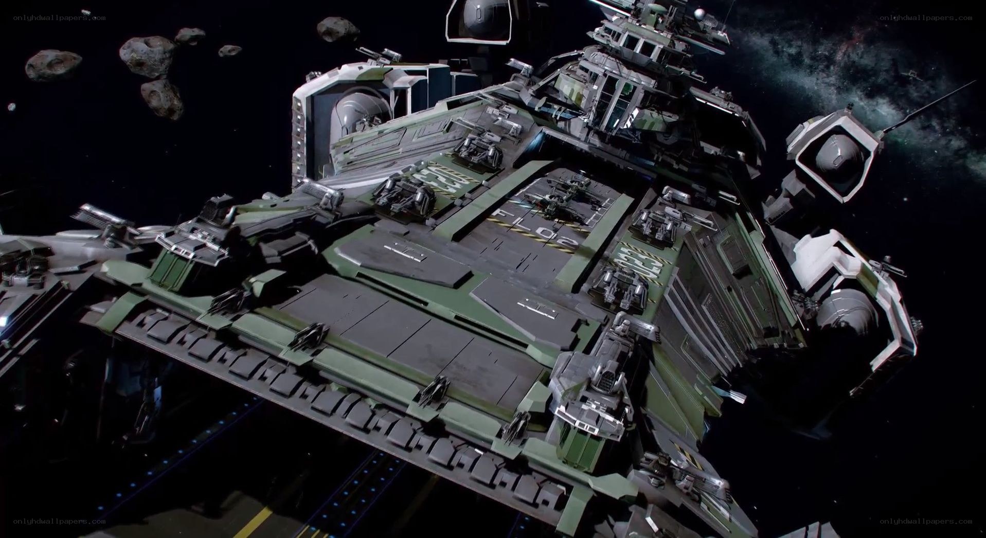Futuristic spaceship in space