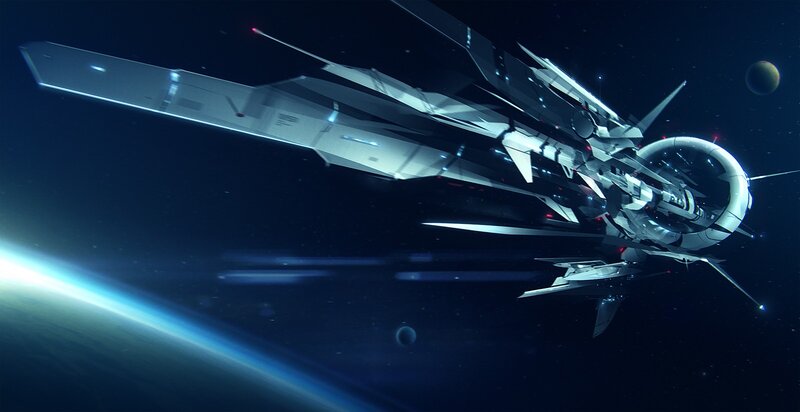 futuristic spaceship in space