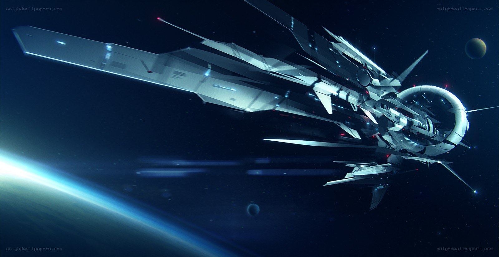 futuristic spaceship in space