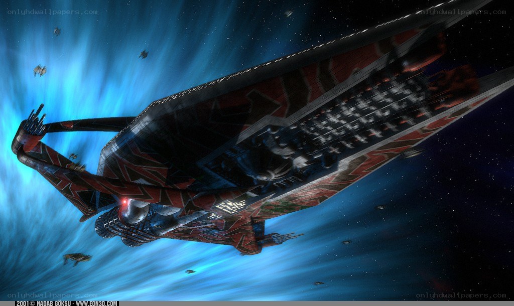 Futuristic spaceship in space