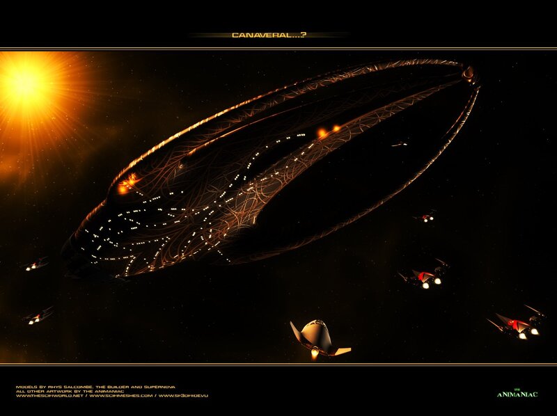 Futuristic spaceship in space