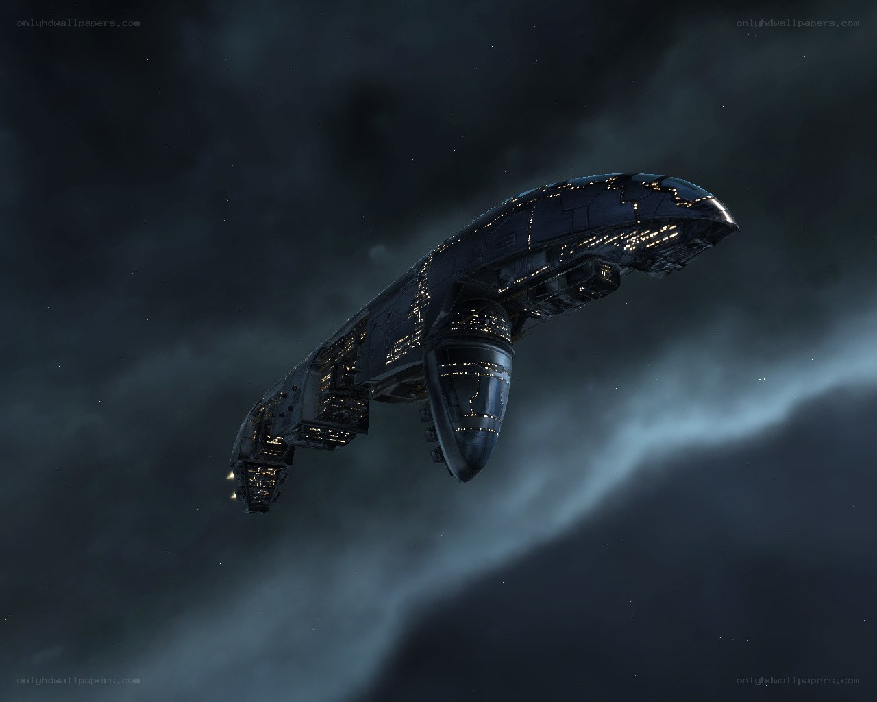 futuristic spaceship in space
