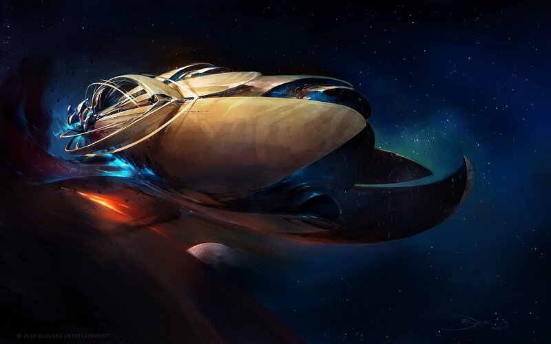futuristic spaceship in space