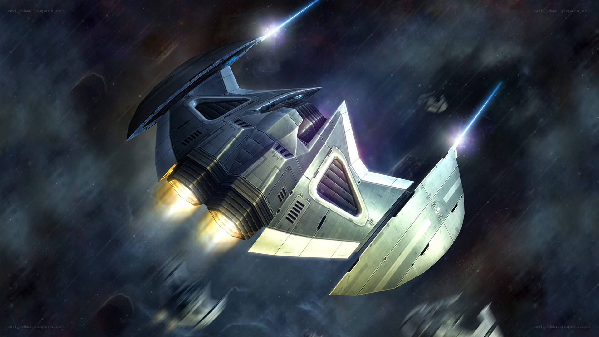 Futuristic spaceship in space