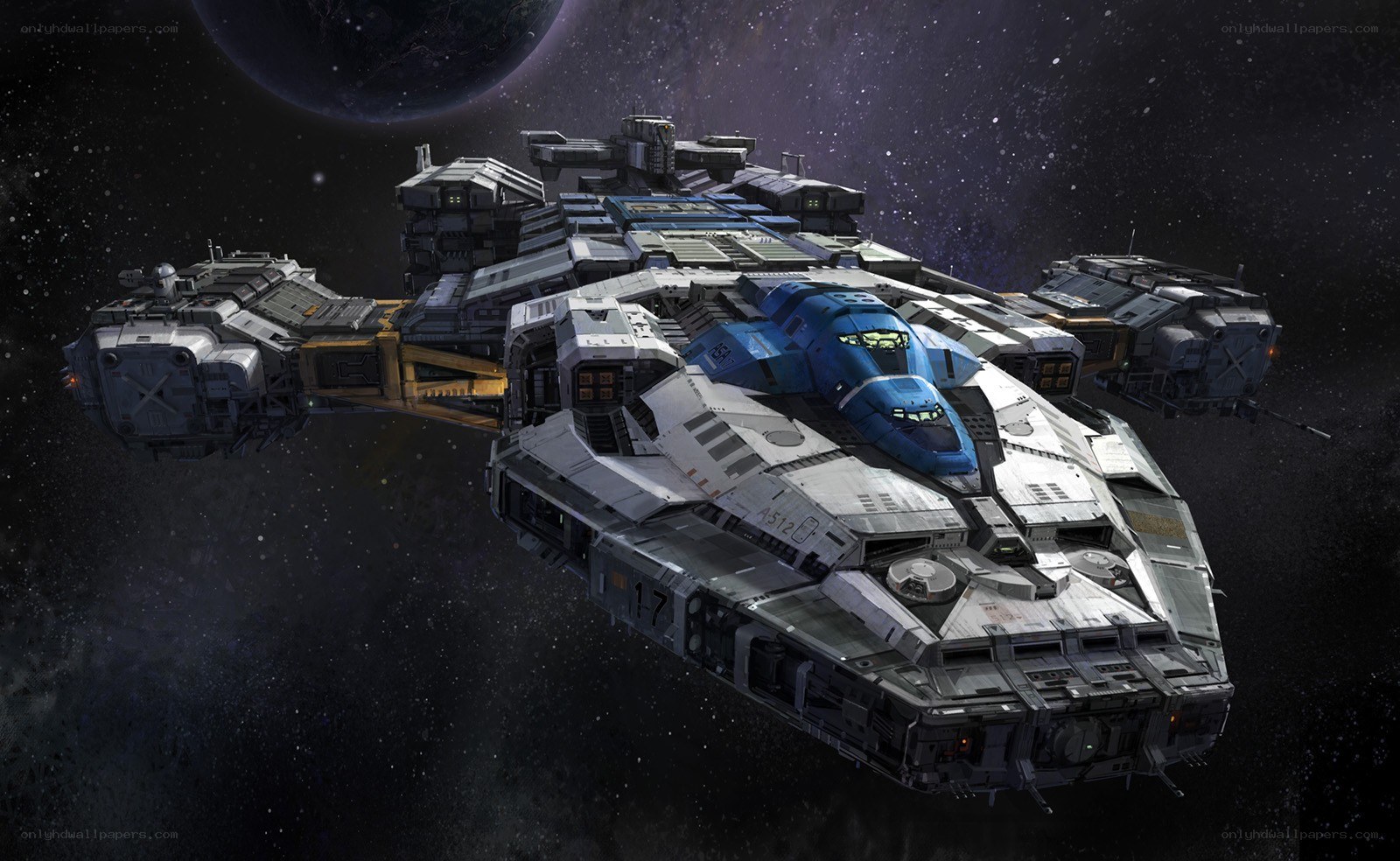 futuristic spaceship in space