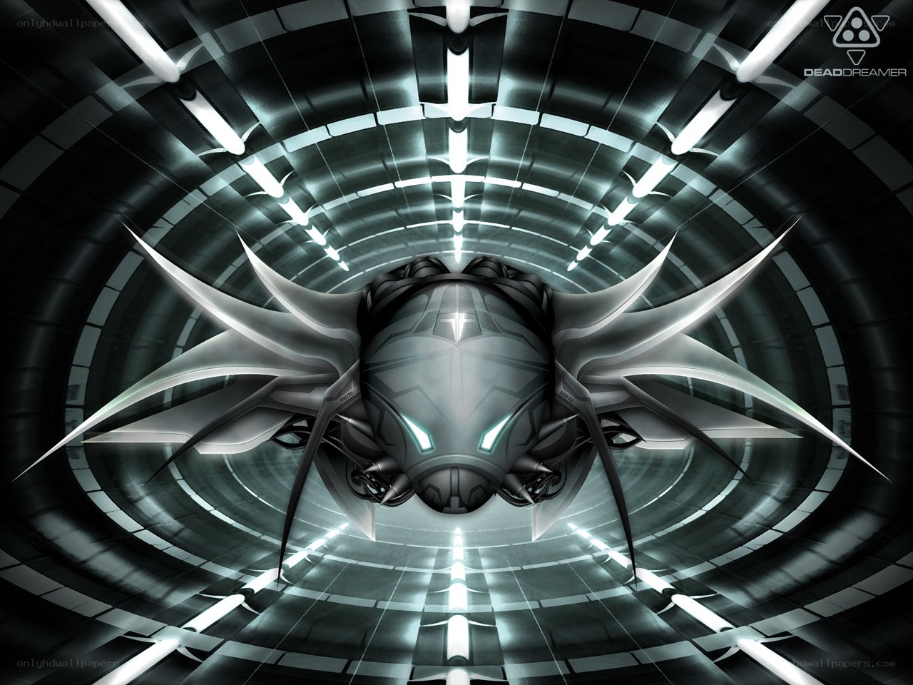 futuristic spaceship in tunnel