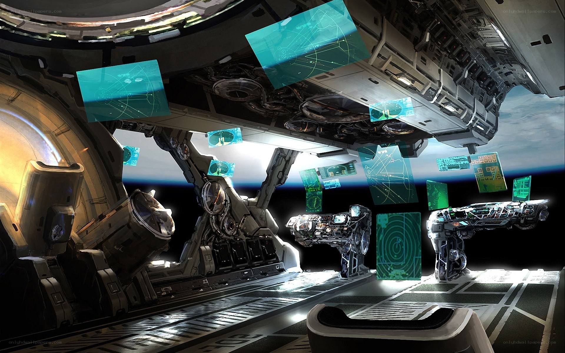 futuristic spaceship interior