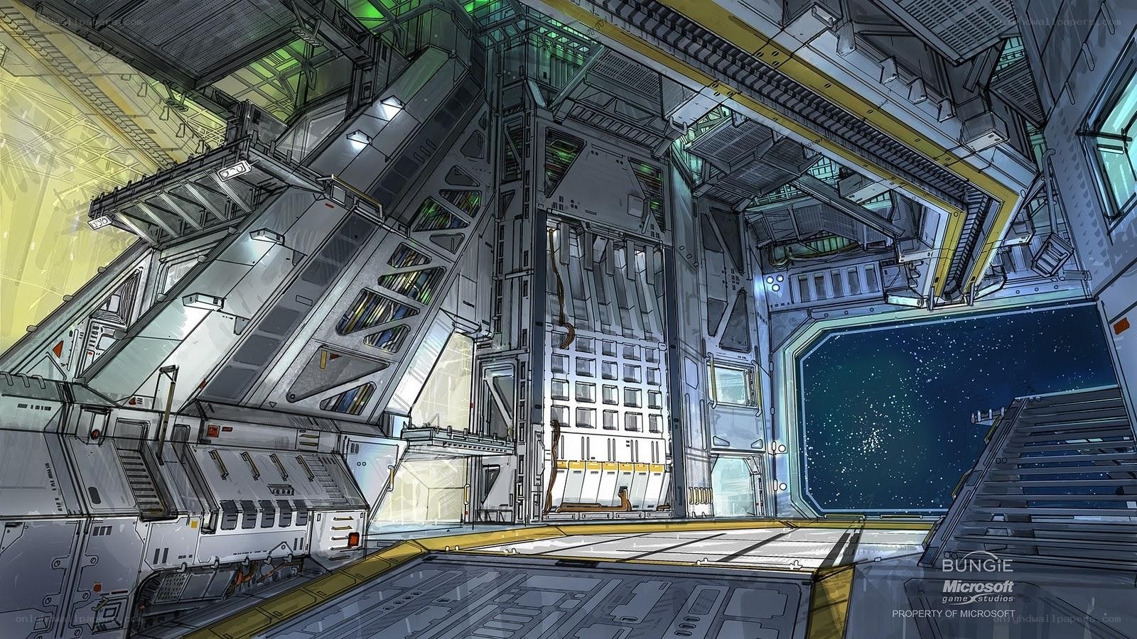 futuristic spaceship interior