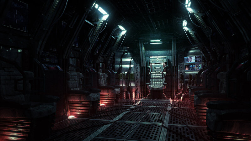 futuristic spaceship interior