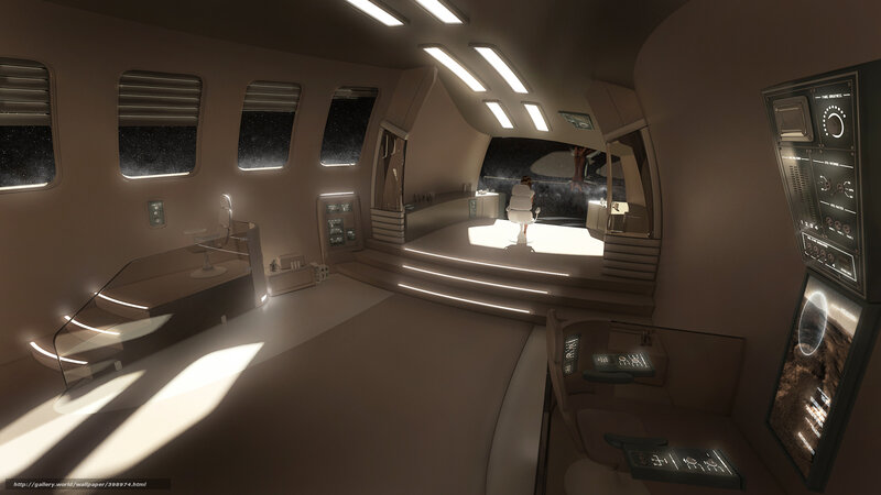 Futuristic Spaceship Interior — Beige