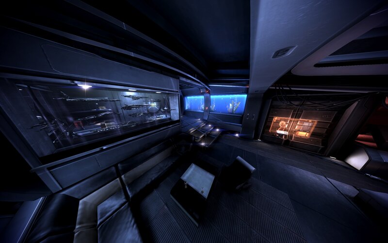 Futuristic Spaceship Interior — Black, Dark, Night, 3d Render, Aquarium