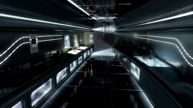 Futuristic Spaceship Interior — Black, Dark