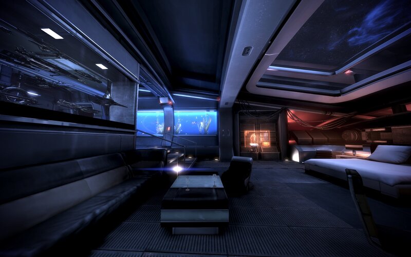 Futuristic Spaceship Interior — Blue, Dark, Futuristic, Night
