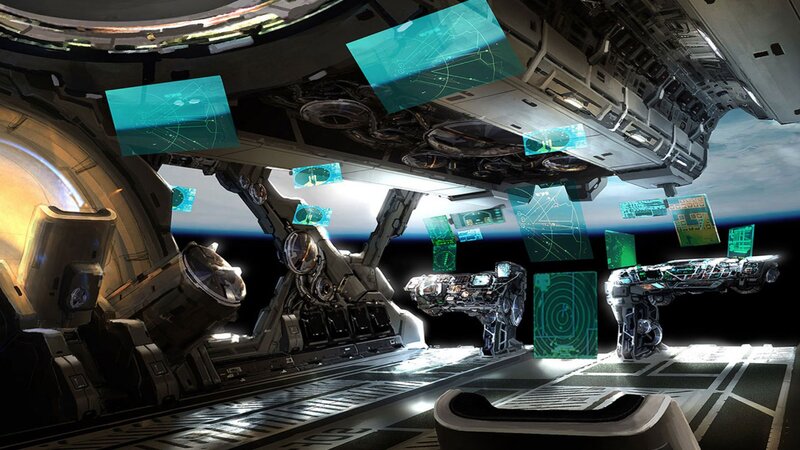 Futuristic Spaceship Interior — Gray