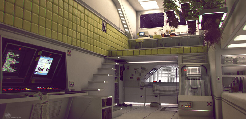 Futuristic Spaceship Interior — White, Calm